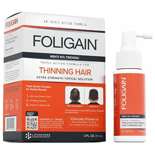 Foligain kolmetoimeline juuste väljalangemise valem (59 ml) meestele
