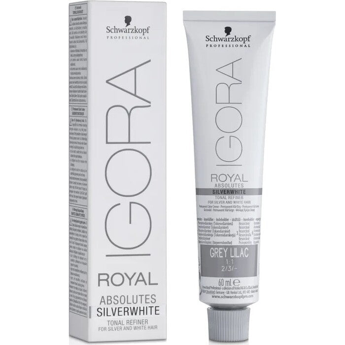 Schwarzkopf Professional Igora Royal SilverWhite Permanent White Refining Color Creme - pusiau permanentinė spalva, skirta šviesiai tonuoti baltus plaukus. 60ml