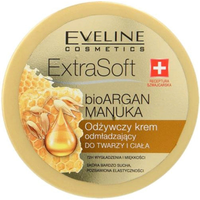 Eveline Cosmetics Extra Soft BioARGAN Manuka Oil veido ir kūno kremas - Lifting stangrinamasis kremas su drėkinamuoju poveikiu