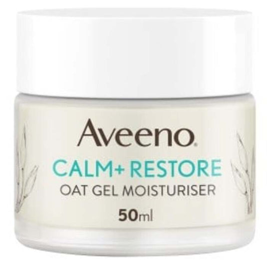 „Aveeno Calm + Restore“ avižinis drėkiklis – raminamasis ir drėkinamasis odos gelis.