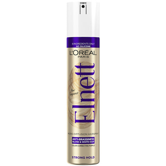 L´Oréal Professionnel Elnett Anti-Brassiness spalvą koreguojantis purpurinis mikrodifuzinis plaukų lakas – mikrodifuzinis plaukų lakas šviesiems ir baltiems plaukams (300ml) Moterims