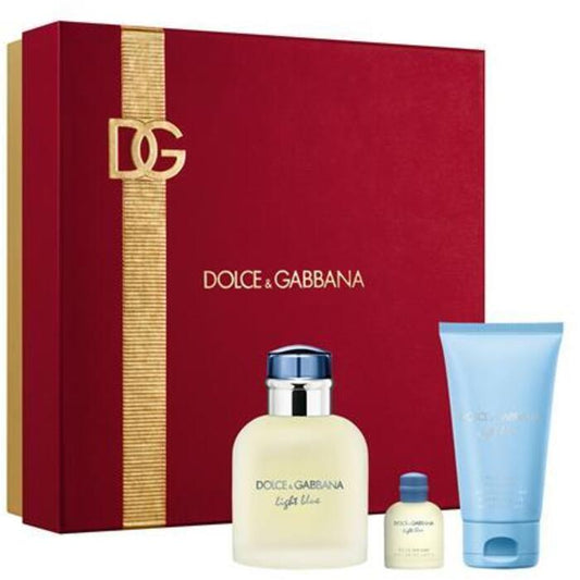 Dolce Gabbana Light Blue pour Homme Light Blue Pour Homme dāvanu komplekts EDT smaržas 75 ml, 50 ml skrubja želeja un miniatūra EDT smaržas 4,5 ml 75 ml