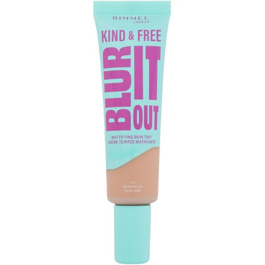 Rimmel Kind &amp; Free Blur It Out Matte Skin Tone – viegls matēts grims kombinētai un taukainai ādai 30 ml (350 Golden Honey) sievietēm