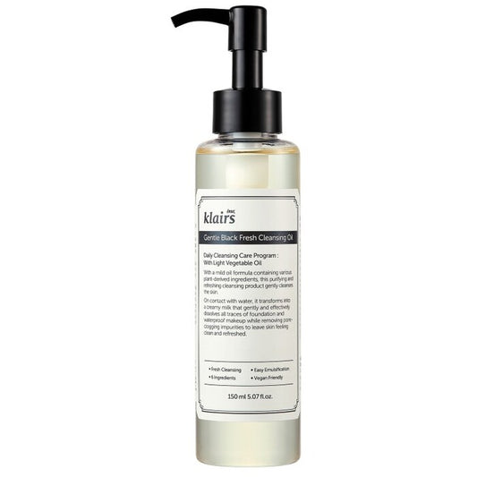 Mieli, Klairs Gentle Black Fresh valomasis aliejus – švelnus valomasis aliejus riebiai odai.