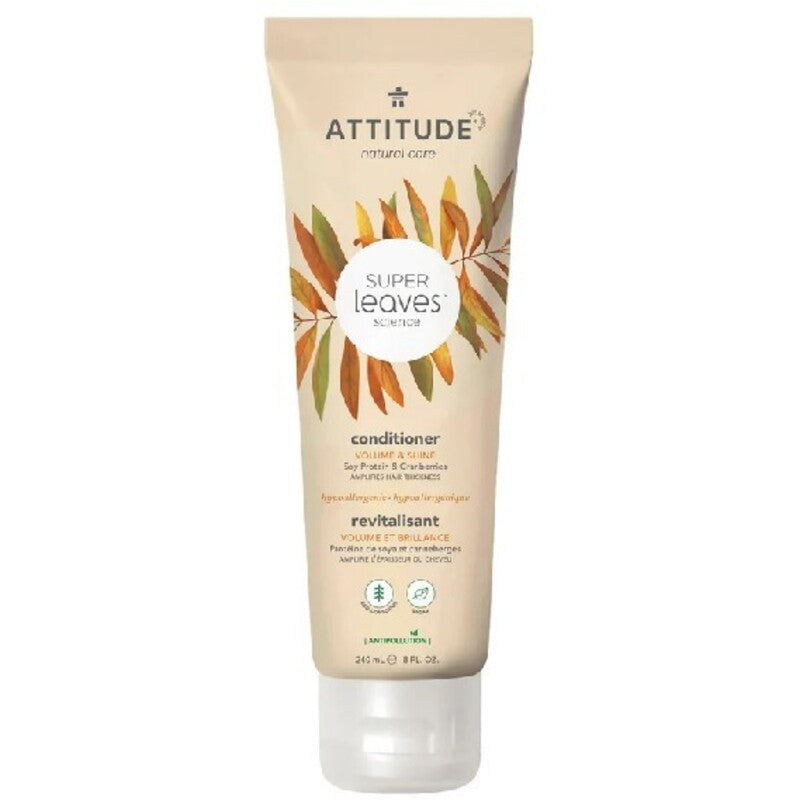 Attitude „Super Leaves Volume & Shine“ kondicionierius – natūralus kondicionierius ploniems plaukams suteikti blizgesio ir apimties.