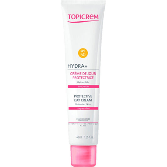 „Topicrem HYDRA+“ apsauginis dieninis kremas su SPF 50 – drėkinamasis dieninis kremas jautriai odai