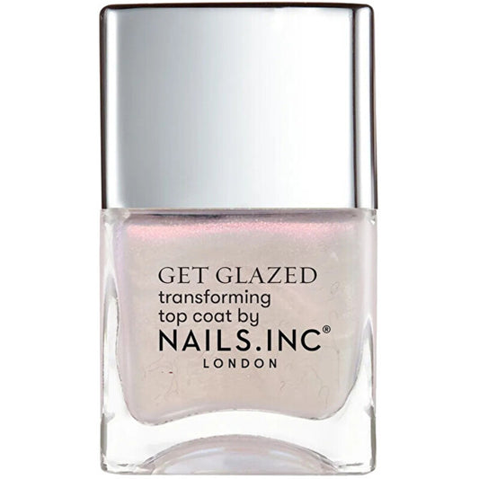 „Nails.Inc Better On Top Get Glazed Transforming Top Coat“ viršutinis nagų lako sluoksnis – greitai džiūstantis viršutinis nagų lako sluoksnis, 14 ml