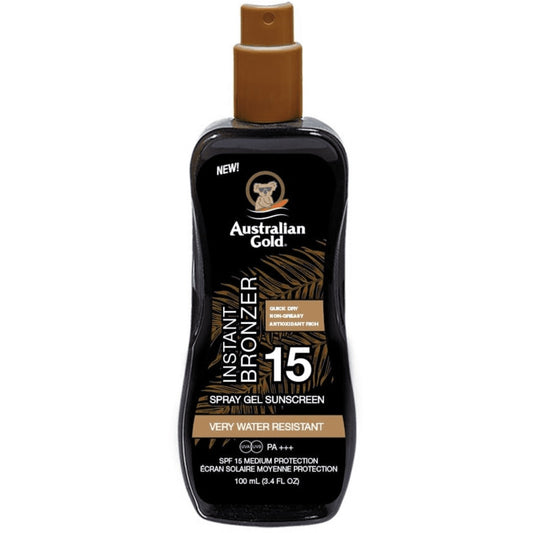 „Australian Gold Instant Bronzer Spray“ SPF 15 – apsauginis purškiklis nuo saulės su bronzantais