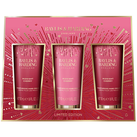 Baylis & Harding Midnight Cherry rankų kremo rinkinys - dovanų rankų kremų rinkinys