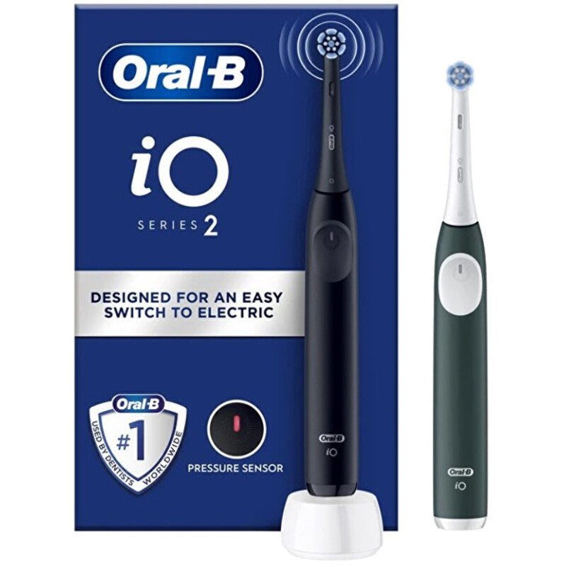 „Oral B iO2“ serijos dviejų pakuočių rinkinys, „Night Black/Forest Green“ – elektrinis dantų šepetėlis