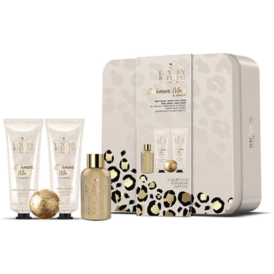 „Luxury Bathing Company“ kūno priežiūros rinkinys skardinėje dėžutėje (kašmyras, muskusas ir gintaras)