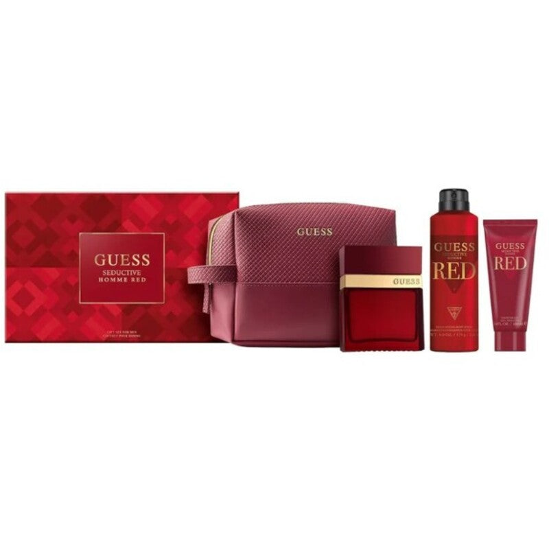 „Guess Seductive Red Pour Homme“ dovanų rinkinys tualetiniam vireniui (EDT) 100 ml, kūno purškiklis 226 ml, dušo želė 100 ml ir maišelis