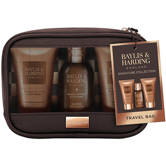 „Baylis & Harding“ vyriškas kelioninis rinkinys (juodieji pipirai ir ženšenis) – dovanų rinkinys su maišeliu