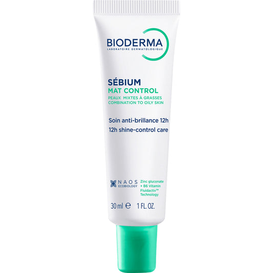 Bioderma Sébium Mat Control 12h Shine-Control Care Cream – matinį atkuriamąjį drėkinamąjį kremą riebiai ir mišriai odai.