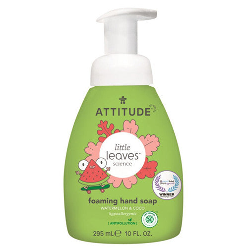 Attitude „Little Leaves“ vaikiškas putojantis rankų muilas su arbūzo ir kokoso kvapu, 295 ml